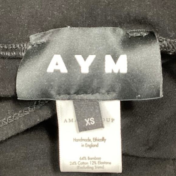 AYM Black Mid Rise Pull On Stretch Career Ankle Flared Trouser Pants Size XS - Picture 4 of 5